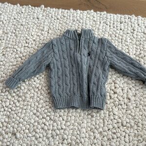 Ralph Lauren Cable-Knit Cotton Quarter-Zip Sweater (gray)